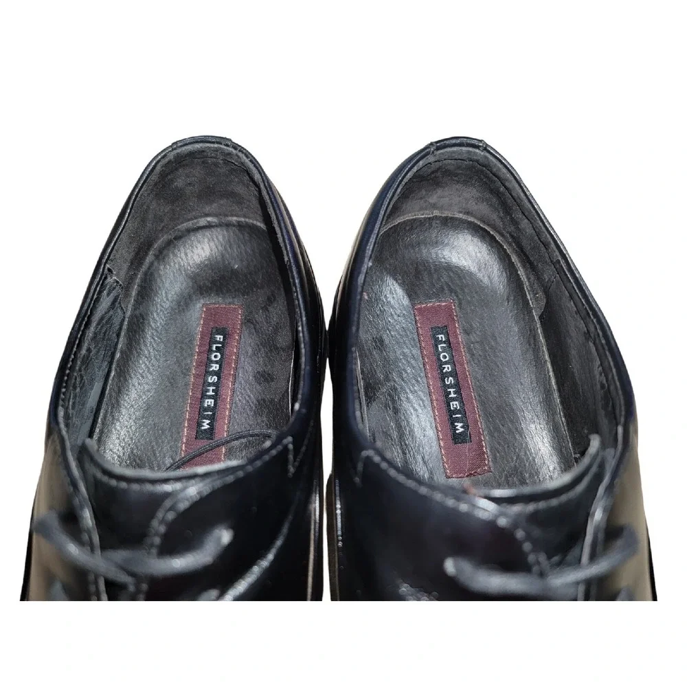 Florsheim Cornell Men's Size 14 M Black Leather Square‎ Toe Lace Up Dress Shoes